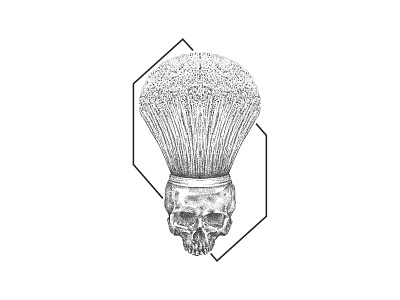 Skull Barber Brush art barbershop brush dotwork illustration inkart inktober pointilism scribble sketch vector