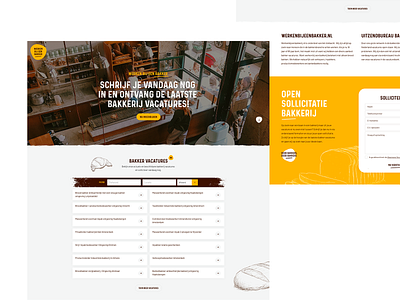 UI design for baker employment bakery bakery logo branding brown browns clean design design art dutch flat job landingpage layout playground typography uidesign web webdesign yellow