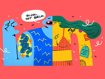 Tattoos advertising illustration brand illustration character colorful design editorial illustration illustration procreate tattoo vector