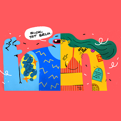 Tattoos advertising illustration brand illustration character colorful design editorial illustration illustration procreate tattoo vector