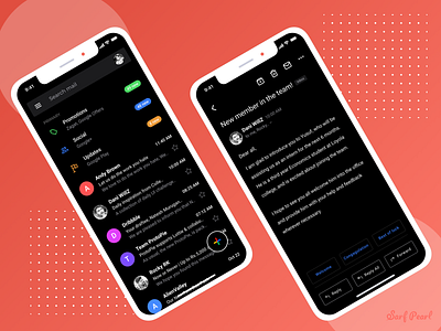 Gmail Dark Mode app black card daily ui dark mode design designer figma gmail google home inner screen ios mail mobile app ui ux