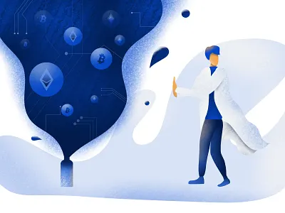 Crypto Explosion bitcoin blockchain brush brushes cryptocurrency design ethereum experiment explosion illustration scientist