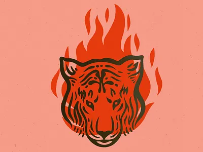 Tigris fire flash illustration print tiger