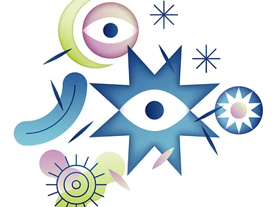 Starry-eyed eye eyes illustration magic moon night star