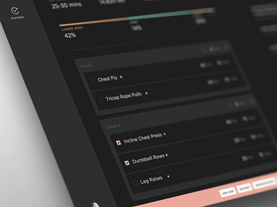 Workout Builder Web Interface animation cells checklist exercise graphs motion tablet tool ui web webdesign workout