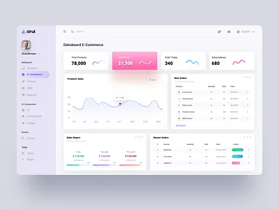 E-Commerce Dashboard Design admin analytics channel chart dashboard e commerce list list view page panel profit report sales shop template ui user ux visitor web