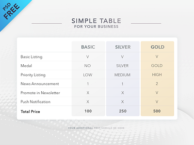 Free Table Template business clean design flat free freebie interface presentation template psd template web