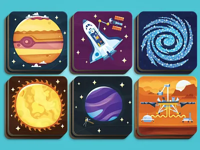 Space themed Memory Game boardgames character design childrens illustration digital art disney game art illustration kids art space vector
