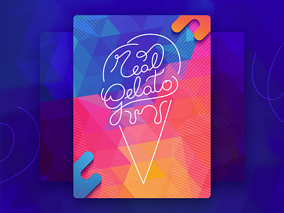 Real Gelato banner colorful cone gelato ice cream icecream lettering vector