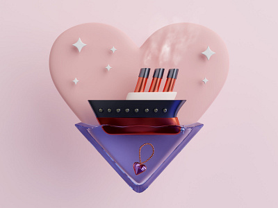 Titanic 3d blender boat heart illustration necklace ship titanic