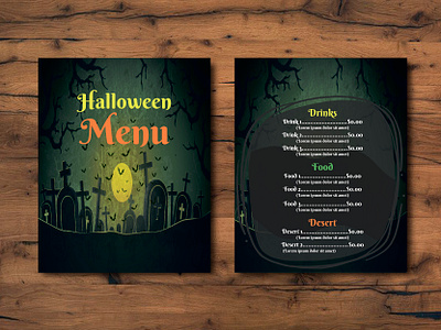 halloween menu black cemetery creepy design green halloween illustration menu card menu design vector web design