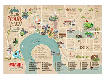 Town Map Illustration city illustration fun illustration map vector