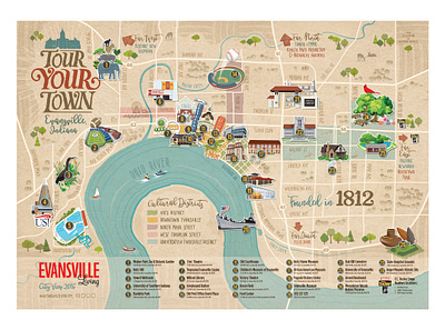 Town Map Illustration city illustration fun illustration map vector