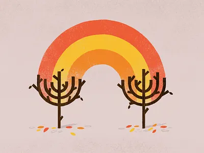 fallbow autumn digital illustration fall gradient halloween illustration orange rainbow red yellow