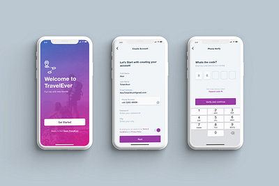 Create Account TravelEver App app design mobile ui ux