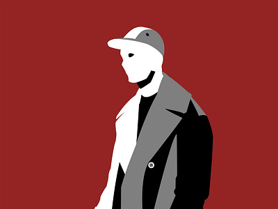 Peacoat abstract clothing contrast design face flat graphic illustration man simple street streetwear vector