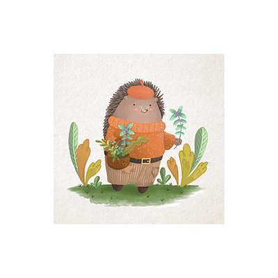 Herbs cute cute art design digital illustration digitalart hedgehog herbs illustration illustration art inktober inktober2019 kids books artist