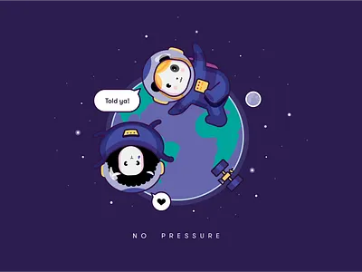 No Pressure animals astronauts cartoon characters cute cute animals earth floating funny illustration illustrator panda sheep space stars