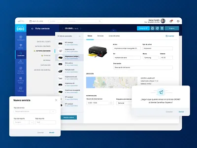 CMMS - Contract detail backoffice card design form list management material material ui modals tabs ui ux web website