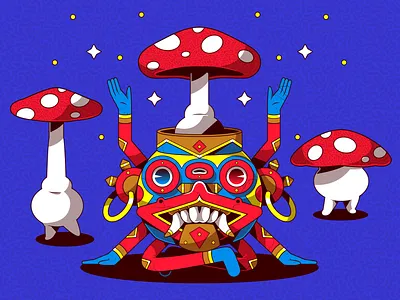 MACETA HONGOS hongo illustration maceta méxico vector