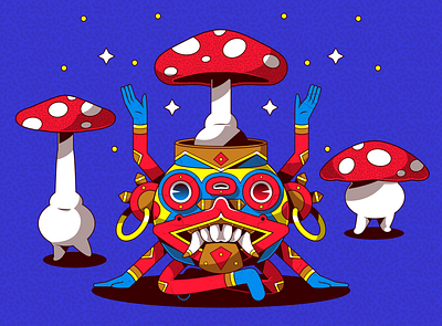 MACETA HONGOS hongo illustration maceta méxico vector