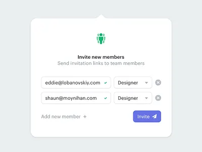 Invite team members dropdown experience design interface design menu pane panel popover ui ui design ux ux design
