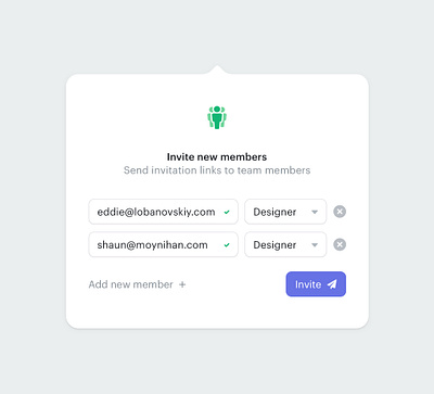 Invite team members dropdown experience design interface design menu pane panel popover ui ui design ux ux design