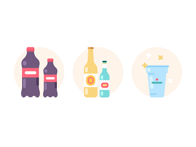 Beverages icons 2d beer bottle coca cola coke cup design drink flat geometric icon illustration illustrator line minimal vector