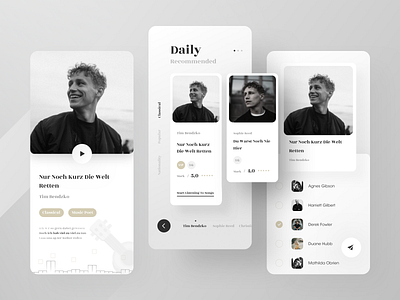 Daily music recommendation software app design interface list man music music app music player play share ui ux
