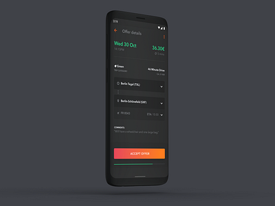 Chaufeur App android chauffeur dark mode dark ui gradient navigation samsung transport travel