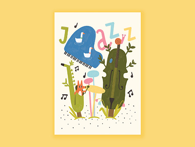 Jazz poster illustrator jazz music nature poster