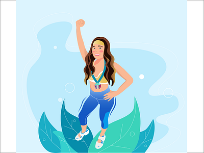 Illustration clean concept cute dribbble girl illustration marathon medals nike run sport web website