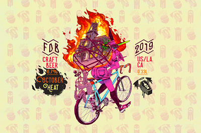 October Heat beer bike branding design dreamcatcher exploratory flames icon icons idendity illustration logo magenta photoshop pink summer super nintendo typography witch