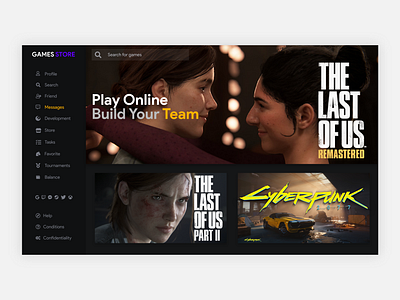 Game Store - app case study clean concept dark dashboad design flat game game hub game store gaming logo minimal twitch ui ux youtube