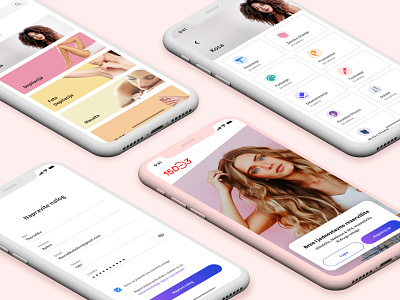 Hair Saloon Booking App app booking clean hair hair salon ios light mobile modern ui ux