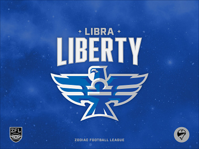 ZFL | Libra Liberty Primary astrology bevel blue branding eagle eagle logo emblem football illustrator league liberty libra logo mascot shading sports branding sports logo symbol vector zodiac