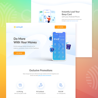 Coins.ph Conceptual Landing Page adobe xd branding illustration landing page design ui ui ux design ui ux ux design vector web design