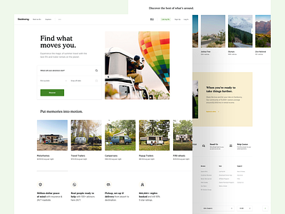 Outdoorsy - New Landing Page Concept camp camper campervan caravan design outdoor outdoorsy owner rental tent trailer ui