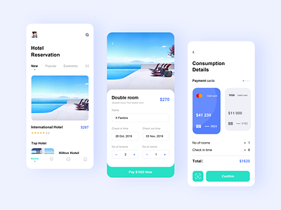 Hotel reservation app 1 app blue design gradient hotel reservation app ui ux ux design