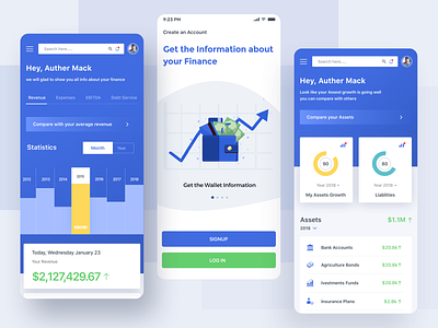 Financial Application assets branding design finance graphs illustration liability minimal mobiledesign onboarding ui ux