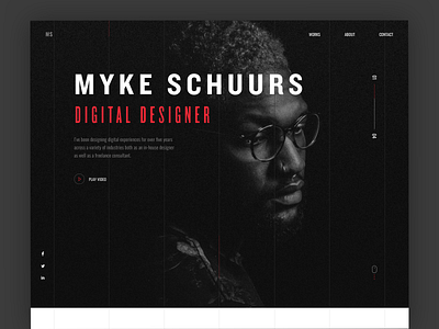 Portfolio Website black bold minimal portfolio red simple ui web website