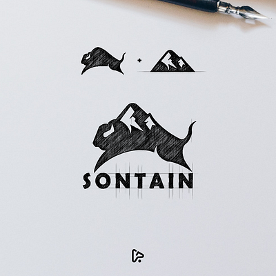 Bison and Mountain Logo Combination animal bison bison logo brand branding bull bull logo design designer garagephic studio graphic icon illustration inspiration logo mountain mountain logo strong vector