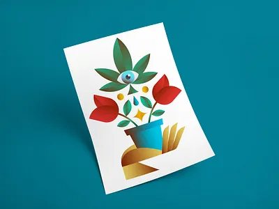 HomeGrown Illustration design drugs euphoria eye gardening hand illustration plant illustration planting plants pot rose vector water weed