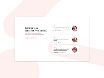 Branchify Testimonials Concept box shadow card philippines shadows testimonial testimonials ui ui design uiux ux ux design website