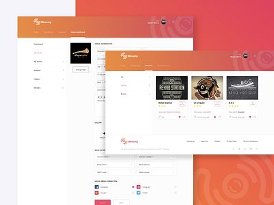 Venue Dashboard + User Profile Favourite dashboard livestream profile favourite ticket booking ui user profile user profile favourite ux venue venue dashboard web web design web ticket booking website