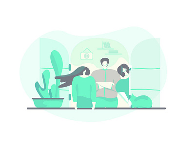 Warm Welcome ageny aqua boy brand brand identity cat digital illustration dribbble best shot family girl illustration plant ui ux window