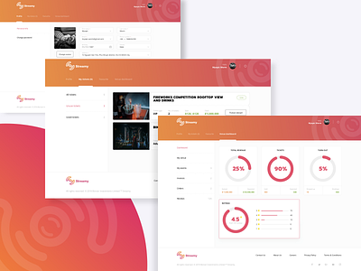 Dashboard (Profile Info, Profile Ticket, Venue Dashboard) dashboard livestream profile info ticket booking ui user profile ux venue web web design website