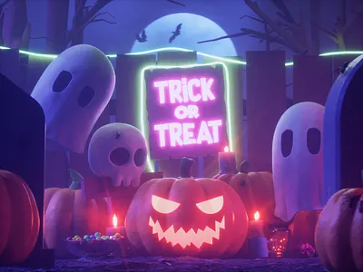 HALLOWEEN 3d character cinema4d design ghost halloween halloween design illustration octanerender pumpkin web