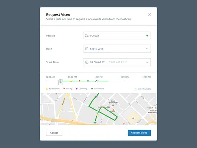Request Video from the Smart Dashcam dashcam interface keeptruckin modal request smart timeline video