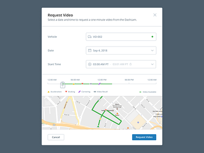 Request Video from the Smart Dashcam dashcam interface keeptruckin modal request smart timeline video